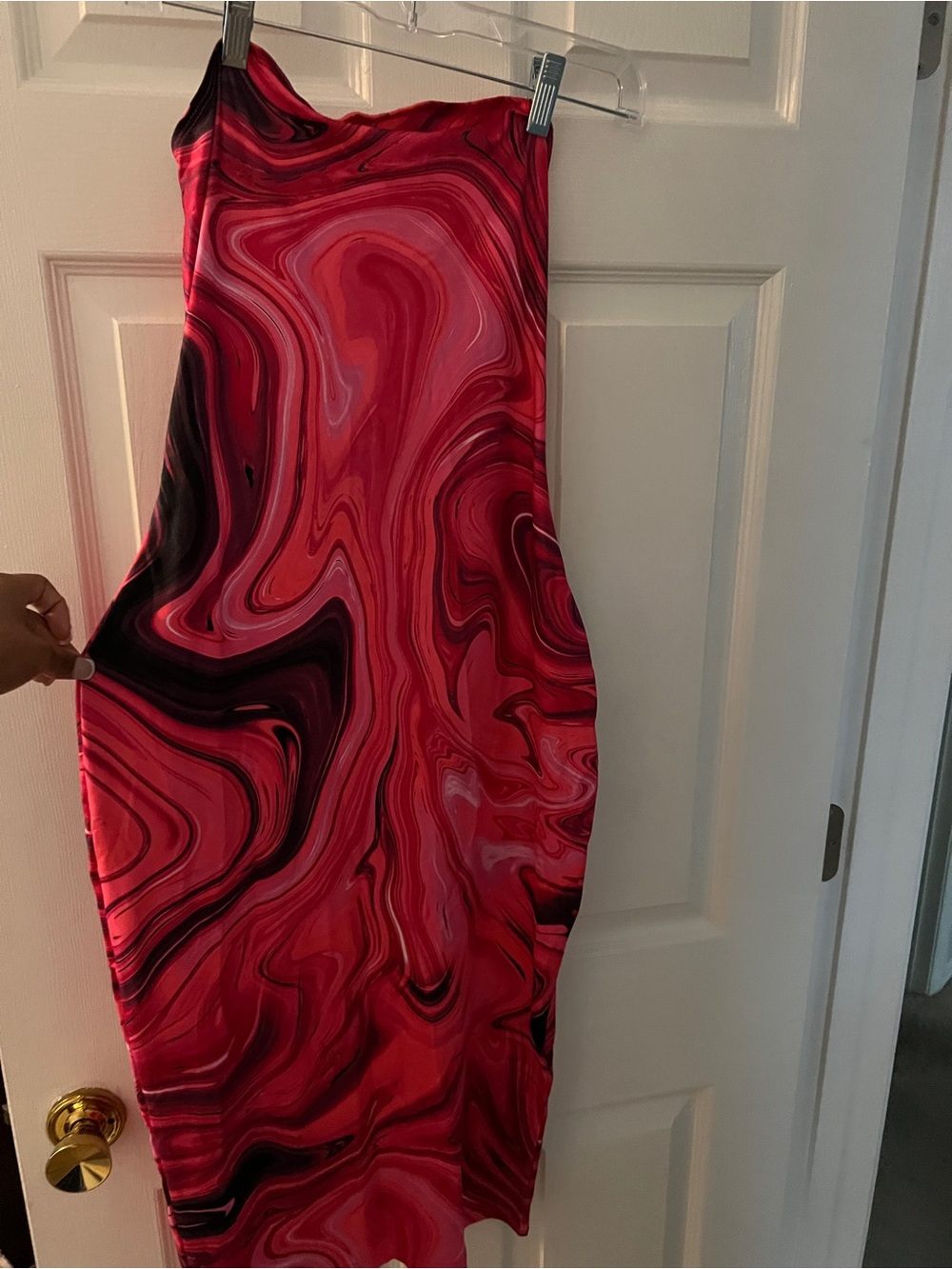 Pink & Black Swirl Bodycon Midi Dress